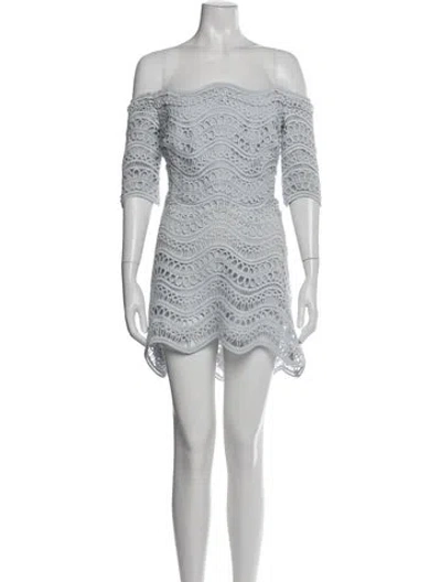 Pre-owned Lela Rose Silk Mini Dress In Blue