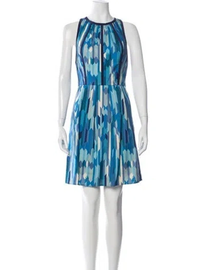Pre-owned Lela Rose Silk Mini Dress In Blue