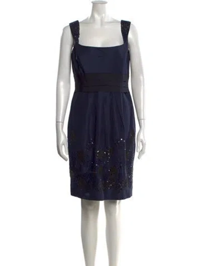 Pre-owned Lela Rose Silk Mini Dress In Blue