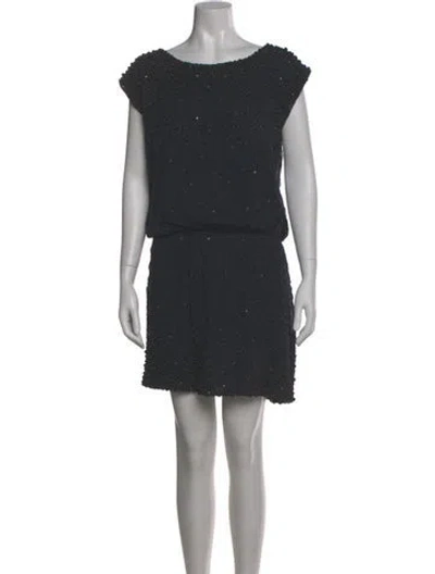 Pre-owned Lela Rose Silk Mini Dress In Gray