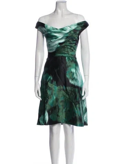 Pre-owned Lela Rose Silk Mini Dress In Green