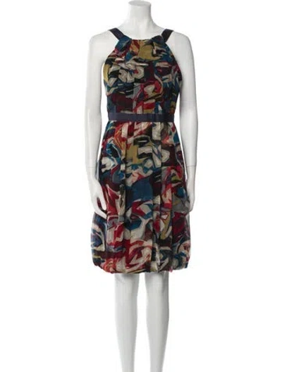 Pre-owned Lela Rose Silk Mini Dress In Multi