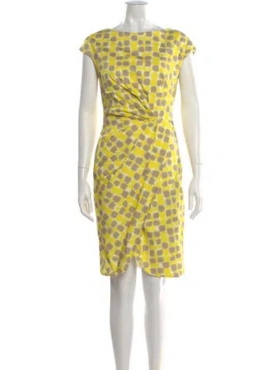 Pre-owned Lela Rose Silk Mini Dress In Yellow