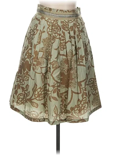 Pre-owned Lela Rose Silk Skirt In Tan