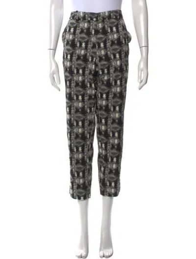 Pre-owned Lela Rose Silk Straight Leg Pants In Black/grey