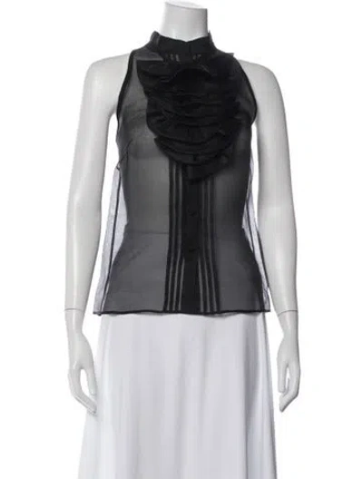 Pre-owned Lela Rose Sleeveless Blouse In Black