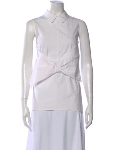 Pre-owned Lela Rose Sleeveless Blouse In White