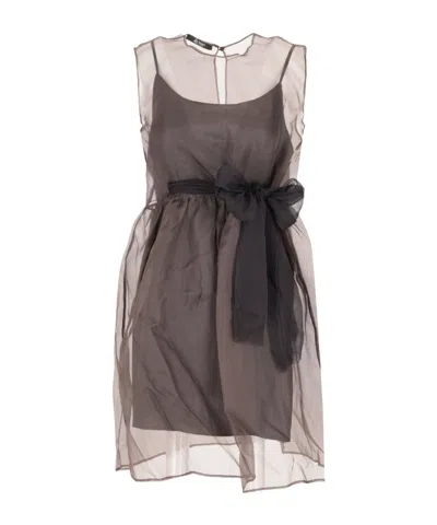 Lela Rose Sleeveless Dress In Brown