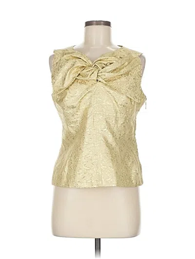 Pre-owned Lela Rose Sleeveless Silk Top Gold Cowl Neck Tops