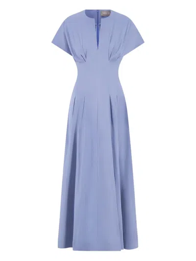 Lela Rose Smocked Dress In Blue