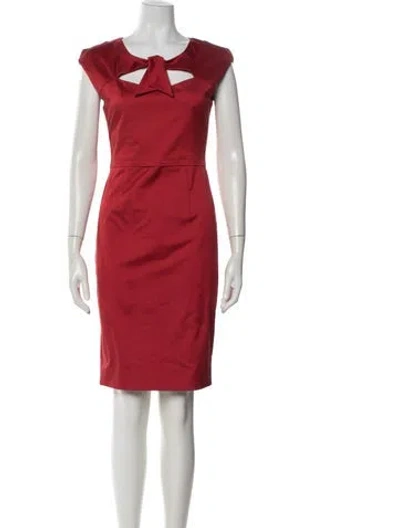 Pre-owned Lela Rose Square Neckline Knee-length Dress In Red