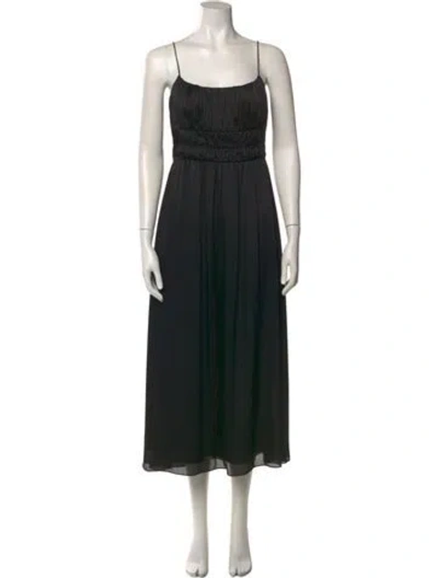 Pre-owned Lela Rose Square Neckline Long Dress In Black