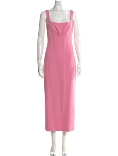 Pre-owned Lela Rose Square Neckline Long Dress In Pink