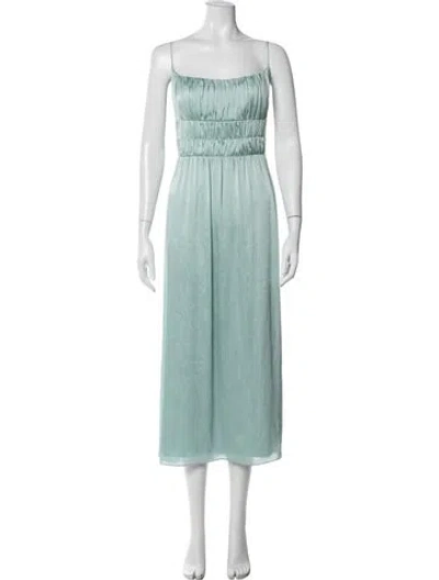 Pre-owned Lela Rose Square Neckline Midi Length Dress In Blue