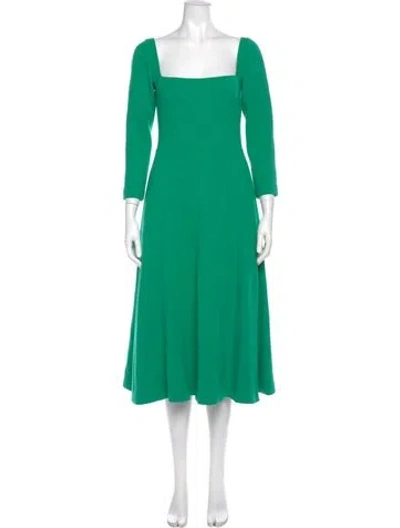 Pre-owned Lela Rose Square Neckline Midi Length Dress In Green