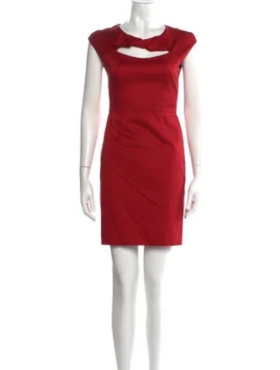 Pre-owned Lela Rose Square Neckline Mini Dress In Red