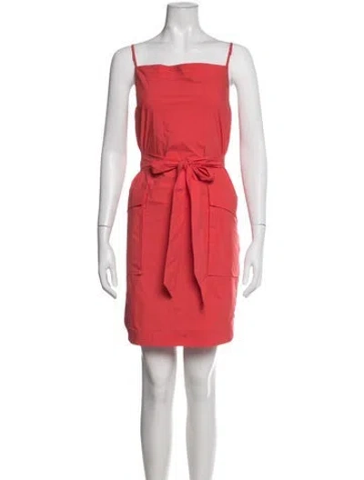 Pre-owned Lela Rose Square Neckline Mini Dress In Red