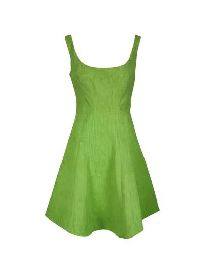 Lela Rose Square-neck Mini Dress In Green