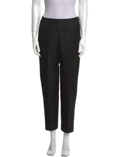 Pre-owned Lela Rose Straight Leg Pants In Black