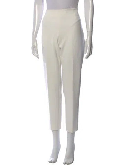 Pre-owned Lela Rose Straight Leg Pants In White
