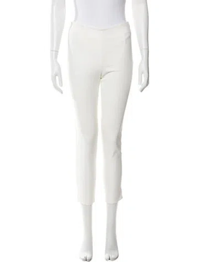 Pre-owned Lela Rose Straight Leg Pants In White