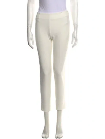 Pre-owned Lela Rose Straight Leg Pants In White