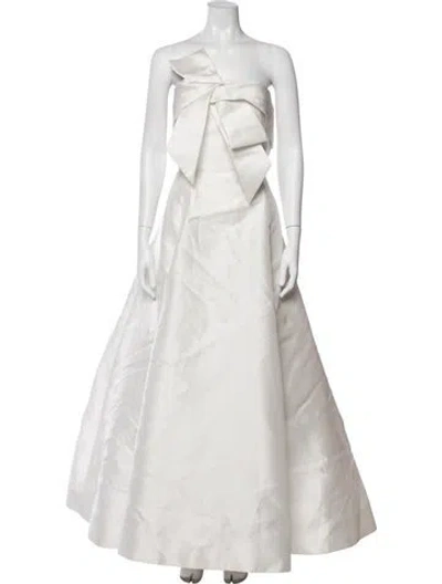 Pre-owned Lela Rose Strapless Long Dress In Neutral