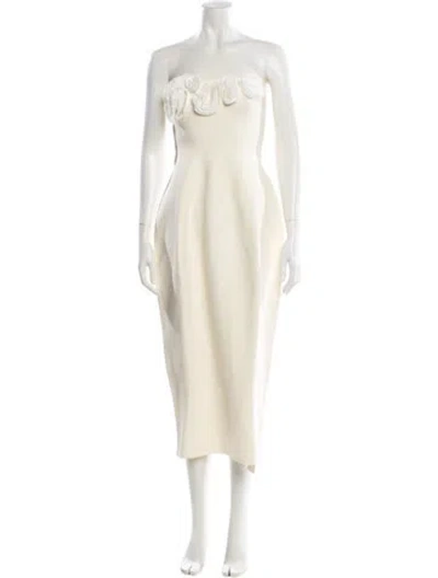 Pre-owned Lela Rose Strapless Midi Length Dress W/ Tags In Neutral