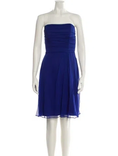 Pre-owned Lela Rose Strapless Mini Dress In Blue