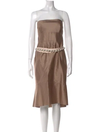 Pre-owned Lela Rose Strapless Mini Dress In Neutral