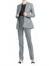 Lela Rose Stretch Check Blazer In Black And White In Blue