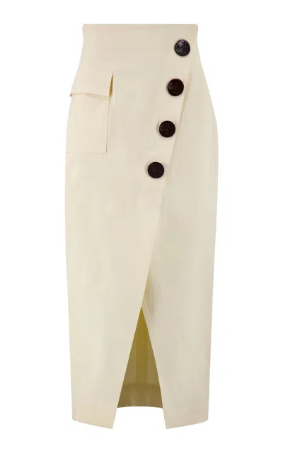Lela Rose Stretch-cotton Twill Wrap Skirt