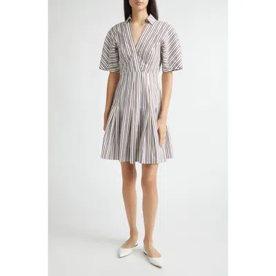 Lela Rose Stripe Cotton Dress In Multi