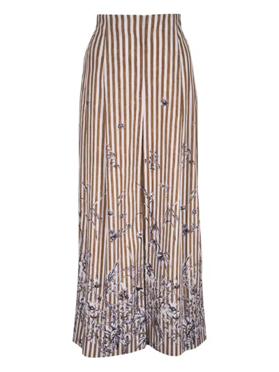 Lela Rose Striped Floral-print Trousers