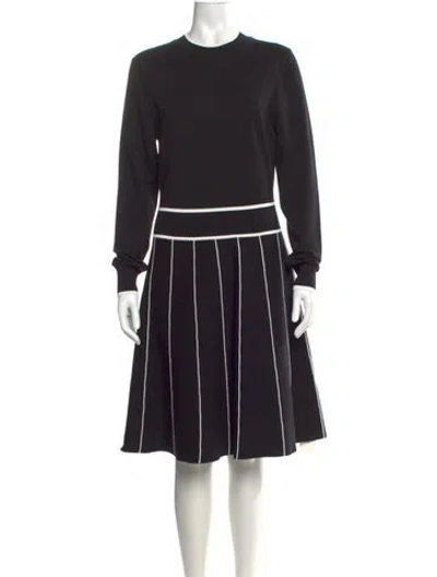Pre-owned Lela Rose Striped Knee-length Dress In Blue
