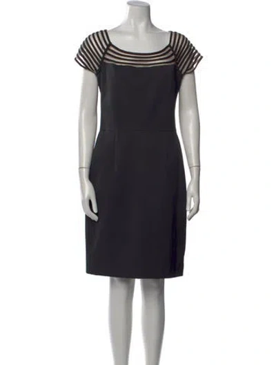 Pre-owned Lela Rose Striped Knee-length Dress In Blue