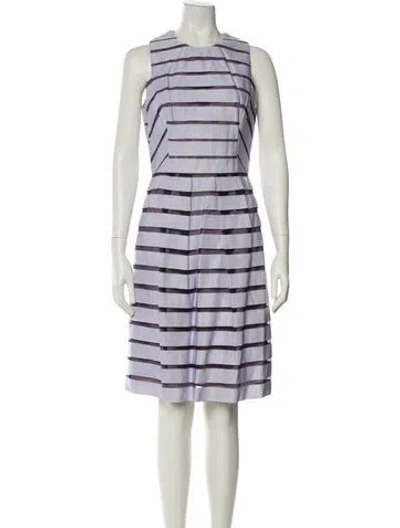 Pre-owned Lela Rose Striped Knee-length Dress In Purple
