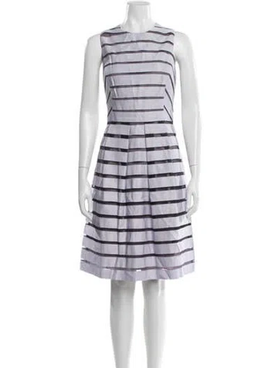 Pre-owned Lela Rose Striped Knee-length Dress W/ Tags In Purple