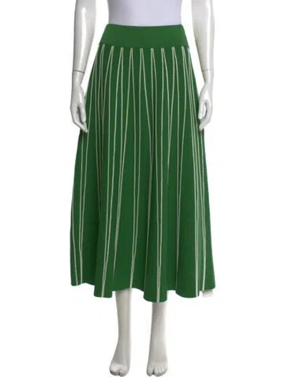 Pre-owned Lela Rose Striped Long Skirt In Green