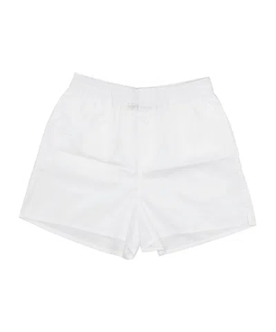 Lela Rose Striped Loungewear Shorts In White