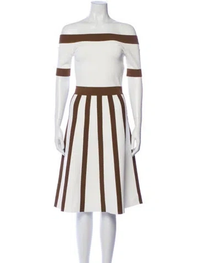 Pre-owned Lela Rose Striped Midi Length Dress In Multi