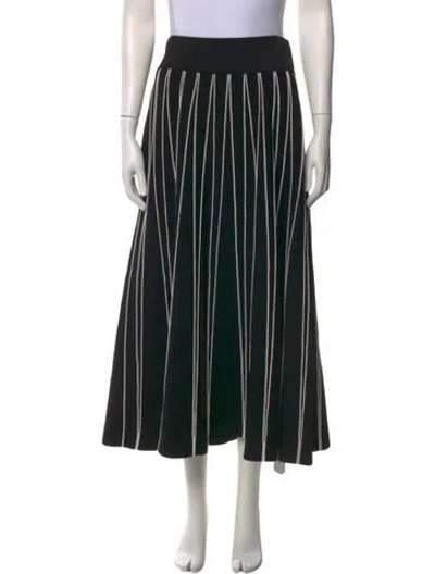 Pre-owned Lela Rose Striped Midi Length Skirt In Black