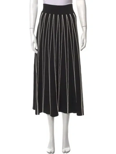 Pre-owned Lela Rose Striped Midi Length Skirt In Black