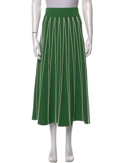 Pre-owned Lela Rose Striped Midi Length Skirt In Green