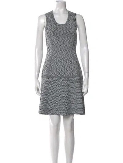 Pre-owned Lela Rose Striped Mini Dress In Gray