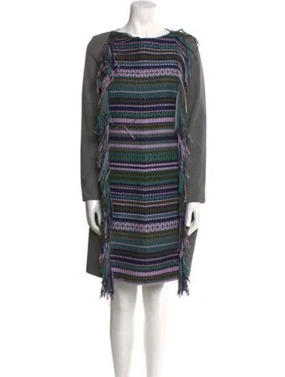 Pre-owned Lela Rose Striped Mini Dress W/ Tags In Gray