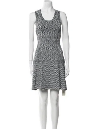 Pre-owned Lela Rose Striped Mini Dress In White