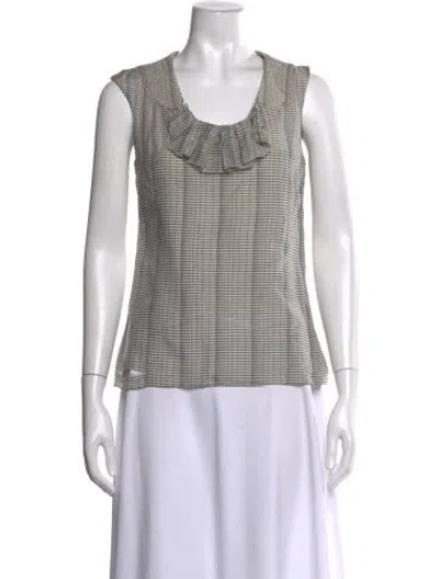 Pre-owned Lela Rose Striped Scoop Neck Blouse In Multicolor