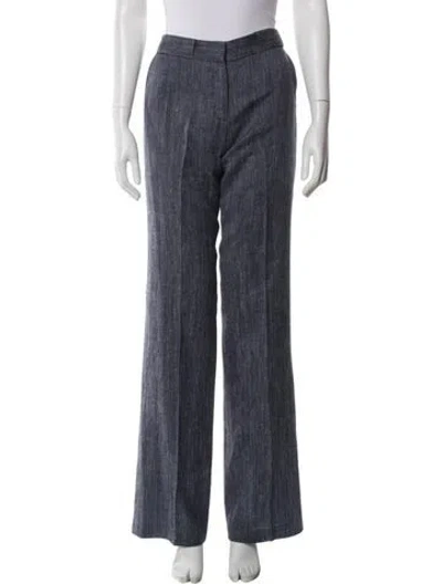 Pre-owned Lela Rose Striped Wide Leg Pants In Blue