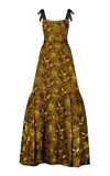 Lela Rose Sunflower Jacquard Gown In Gold